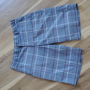 Nike golf shorts men's 34. Grey plaid with burgundy white &blue